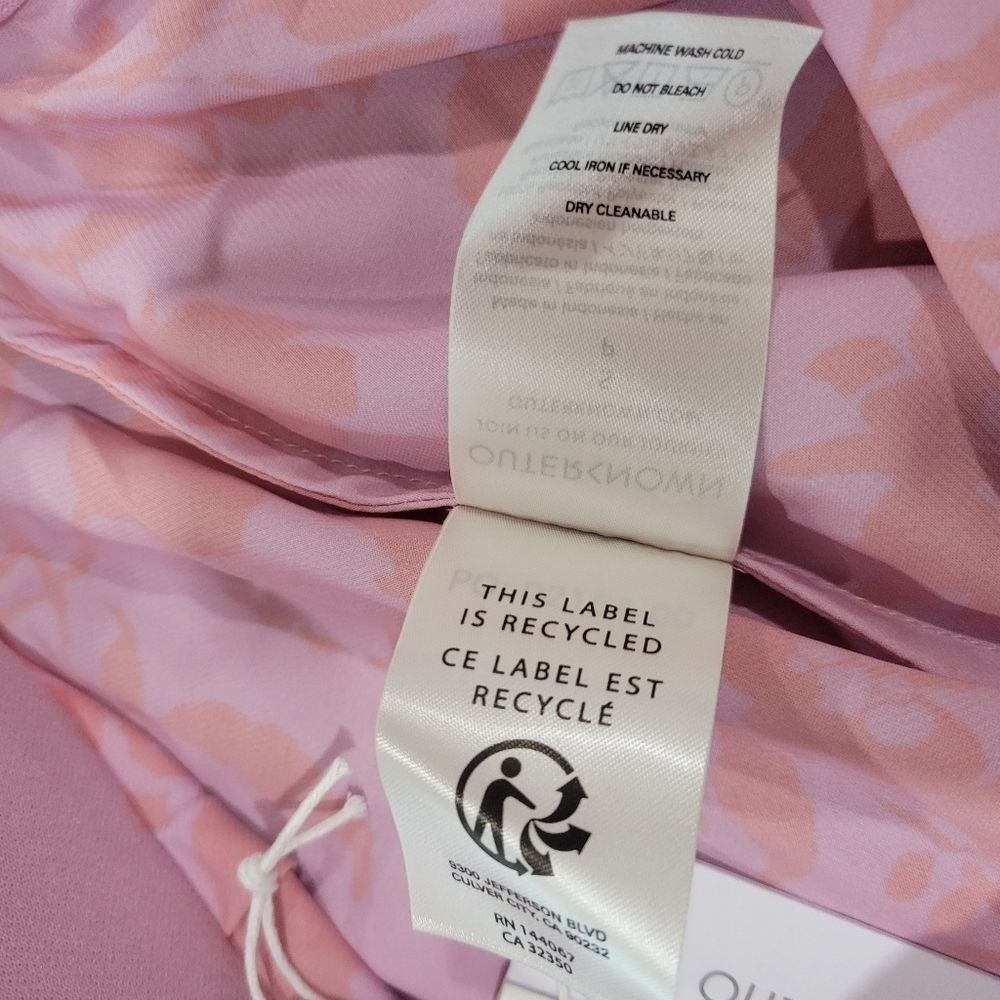 OUTERKNOWN Women's Pink Orange Floral Silky Midi Skirt Size S Tropical Resort - Picture 8 of 11